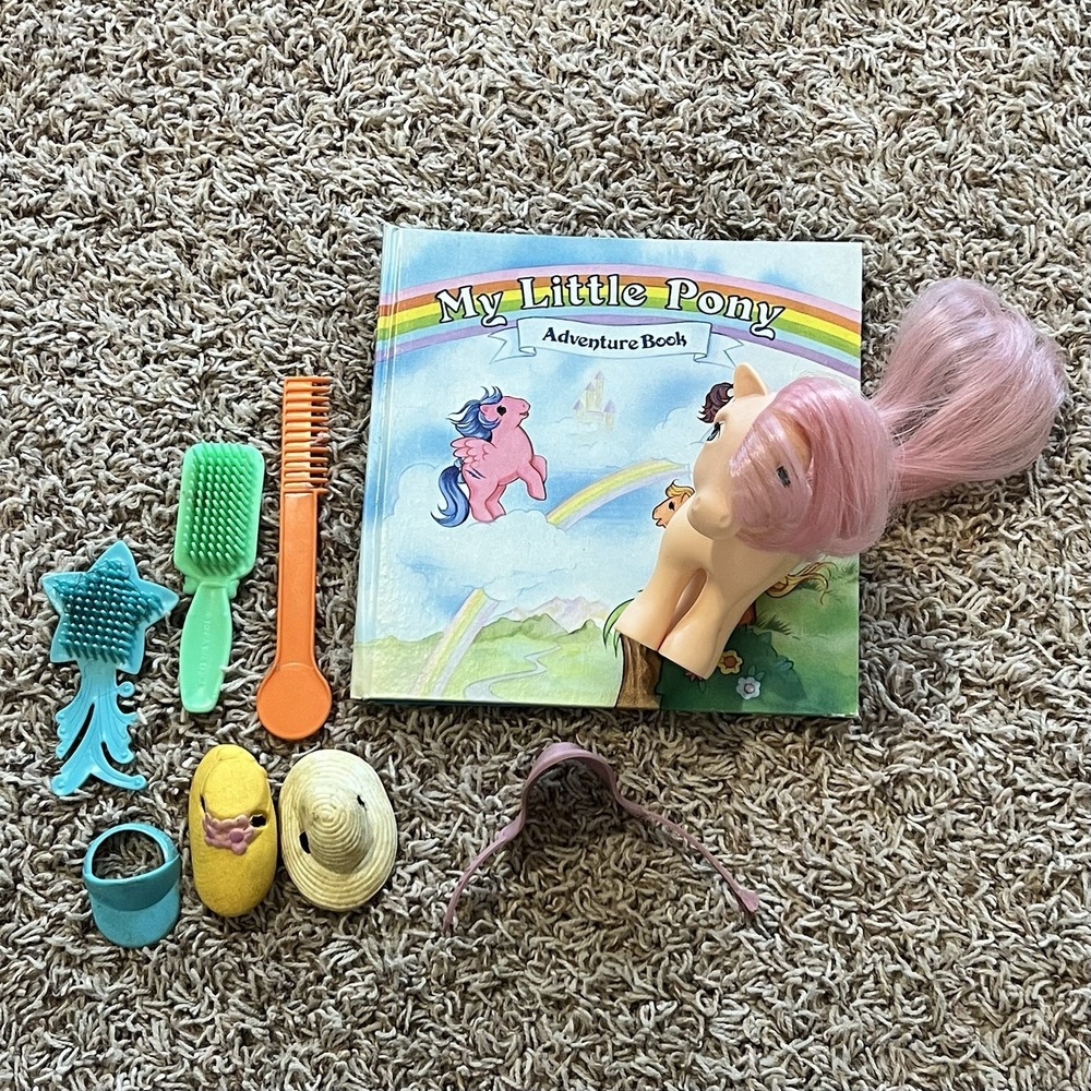 My Little Pony 1980s Lot Pretty Parlor Accessories Book, Peach Pony, Hats & More